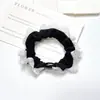 Máscara facial de renda com babados estilo coreano, macia e confortável, scrunchie pequeno de seda gelada, acessório de cabelo para rabo de cavalo moderno e simples, novo modelo