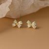 Pendientes Nalan de plata de ley S925 con forma de lazo de diamantes, a la moda, joyería para las orejas, M05934