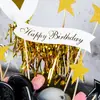 Banner de Borla Dorada Globos de Estrellas de Cumpleaños Tarjeta de Pastel Inserto Decoración de Mesa de Postres para Fiesta