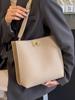 Bolsa de ombro transversal casual feminina, bolsa de balde com estampa de lichia simples e estilosa, estilo coreano, para todos os dias