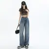 Jeans Retro Sueltos de Pierna Ancha para Mujer 2025 Nuevos de Primavera y Otoño Cintura Alta Aspecto Adelgazante Caída Recta Pantalones de Largo hasta el Suelo