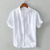 Verão Novo Linho Camisa de manga curta Masculino Casual Algodão e linho Camisa Branca Cor Sólida T-shirt Thin Top Moda Masculina