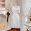Delantal de Encaje Blanco Estilo Ins Jardinero Florista Antimanchas Artístico Retro Moda Peto Blanco