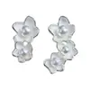 Brincos Flor de Pérola Assimétricos Geométricos Minimalistas Estilo Coreano, Brincos de Temperamento Moda Luxo Leve Vintage Atacado