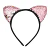 Faixa de cabelo de orelha de gato com lantejoulas simples de desenho animado, faixa de cabelo de escama de peixe reversível, acessórios de cabelo para feriado infantil