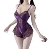 Fan Lei Ropa Interior Sexy Body Encaje Patchwork Espalda Descubierta Atuendo Seductor Conjunto de Pijama para Mujer con Abertura en la Entrepierna 1054