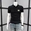 Camisa Polo de Manga Corta para Hombre de Verano Estilo Nuevo Solapa Estampado de Letras Simple Moderna Juvenil Casual Corte Ajustado Camiseta con Solapa