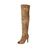 Botas femininas novas para primavera e outono de 2025, botas de salto alto, botas de bico aberto, botas de cavaleiro, tamanhos 34-47, sapatos de comércio exterior plus size