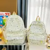 Mochila linda con estampado de gatito estilo japonés para estudiantes mujeres, mochila casual estilo coreano con ribete de encaje, ligera y de gran capacidad