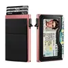 Cartera metálica con clip de aleación de aluminio ultradelgada, cartera ultradelgada para bolsillo delantero con ventana para identificación, tarjetero emergente para tarjetas de crédito para hombre