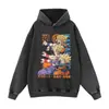 Directo del fabricante: Sudaderas con capucha estampadas, lavadas y desgastadas en estilo retro americano, con corte holgado, hombros caídos y diseños inspirados en anime, adecuadas tanto para hombres como para mujeres para el uso diario.
