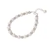 Pulsera Tiqi de Plata de Ley S925 Cielo Estrellado Perla de Imitación para Mujer, Lujo Ligero Nicho Perla de Agua Dulce Bola de Pedrería Joyería Exquisita
