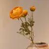 Rosa de Chá Artificial de 3 Cabeças Realista Flor de Lótus Artificial Buquê de Flores Artificiais Camélia Flor Artificial de Haste Única Arranjo de Cena Arte Floral