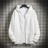 Suéter con Capucha y Cremallera para Hombre de Otoño e Invierno Cárdigan Holgado Color Sólido Sudadera de Marca de Moda Chaqueta Casual Versátil Hombres de Moda