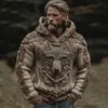 Suéter con Capucha de Punto Europeo y Americano Transfronterizo Otoño e Invierno Estampado Digital 3D Unisex Cuello Redondo Suéter Pulóver