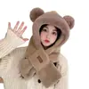 Conjunto de Gorro y Bufanda de Felpa para Mujer, Calentador de Cuello de Invierno con Orejas de Oso Lindas, Elegante y Versátil para Otoño e Invierno, Moderno y Cálido