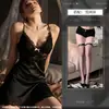 Hermosa Figura Nocturna Suave Sexy Bata de Noche para Mujeres Verano Estilo Delgado con Almohadillas en el Pecho Seda de Hielo Tentación Espalda Hermosa Habitación Privada Camisola de Encaje Bata de Noche