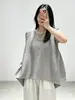 Camiseta de alta calidad Miyake para mujer, de manga corta plisada, cuello redondo, con dobladillo irregular, corte holgado, adelgazante y elegante