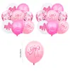 Banner de Decoração de Festa de Aniversário Tema Menina Laço Rosa Bandeirinha de Bolo Balão Terno Coquette