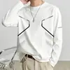 Camiseta casual versátil de manga larga para hombre para otoño, cuello redondo, camiseta básica de color liso de moda, cómoda, transpirable, top de corte holgado