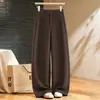 Pantalones de pierna ancha de cintura alta para mujer, adelgazantes, versátiles, pantalones largos de pierna recta, pantalones casuales holgados, ropa exterior de otoño, para ir al trabajo, ocultan imperfecciones, caída, suaves
