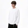 Comércio Exterior Transfronteiriço Algodão Puro Gola Redonda Manga Longa Camiseta Masculina Cor Sólida Lisa Camada Base Casual Pulôver Top Amazon