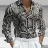 Camisa de Manga Larga para Hombre con Estampado de Piel de Serpiente, Estilo Retro de Alta Gama, Comercio Exterior Transfronterizo Europeo y Americano en Amazon, Venta al por Mayor de Fábrica