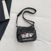 Bolsa de Celular Gatinho Bordado Estilo Coreano Casual Fofo, Bolsa Jeans Lavado, Bolsa Transversal Versátil de Personalidade Casual, Tendência