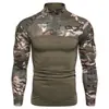 Estação Independente de Comércio Exterior Camiseta Polo Camuflada Manga Longa Stretch Slim Fit Casual Gola Alta Algodão Outono Jovem Tática