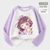 Camiseta de Manga Longa para Meninas 2026 Novo Estilo Camiseta Básica de Algodão Puro para Crianças Cor Contrastante Top para Primavera e Outono com Gola Redonda Amigo da Pele