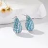 Pendientes de gota de agua huecos de circón de colores de joyería atmosférica de alta gama transfronterizos, pendientes de personalidad de cobre puro, cobre puro plateado