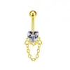 Venta Caliente Transfronteriza Colgante de Flor de Loto con Incrustaciones de Cobre y Zirconia Anillo para Ombligo Clavo para Ombligo Perforado de Acero Inoxidable al por Mayor en Stock Europeo y Americano