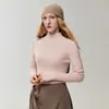 ¡Calidad lujosa! Suéter 100% cachemir para mujer, con cuello semi alto, tejido de canalé, corte slim estilo coreano y diseño de color liso, perfecto como capa base