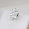 Anillo dividido de plata S925 para mujer, tamaño ajustable, con perla, accesorios DIY, soporte vacío, semiacabado, moderno, 105