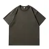 220g 40 Unidades Camiseta 100% Algodón Pesada Manga Corta Holgada Hombro Caído Doble Aguja Lisa Camisa Cultural Ropa de Trabajo Personalizada