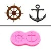 Molde para hornear DIY ancla timón molde de silicona pastel hornear arcilla ultraligera molde de silicona para modelar