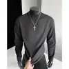 Nova Coleção Primavera 2026 Camiseta Texturizada de Manga Longa Masculina Moletom Estilo Old Money Primavera Jaqueta Pulôver Oversized