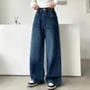 Ropa de Otoño para Niñas Pantalones de Pierna Ancha Bordados de Mezclilla Nuevo Estilo 2026 Pantalones Largos para Niños Medianos y Grandes Pantalones Rectos Sueltos para Niños
