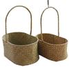 008 Cesta de Algas Marinhas Zhanjiang com Alça Cesta de Flores Decorativa para Ano Novo Dia do Professor Adereço Multifuncional para Festival do Meio do Outono Cesta de Grama Trançada