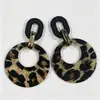 Brincos vintage de resina com estampa de leopardo fosca, personalidade da moda, brincos femininos de luxo acessível