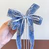 Tiara de Laço em Jeans Princesa Crianças Grampo de Cabelo Menina Pequena Faixa de Cabelo com Pérolas Corda de Cabelo para Meninas Elástico que Não Machuca o Cabelo