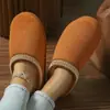 2025 Nuevas Pantuflas Casuales de Terciopelo Imitación de Ciervo con Empalme de Color Puro, Suela Gruesa Antideslizante, Cálidas de Algodón para Mujer