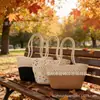Bolso Tejido Francés Color-Blocking Primavera Verano para Mujer 2026 Nuevo Estilo Bolso de Hombro Tipo Cesta con Patrón Hueco Bolso Tote Ligero