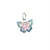 Plata de Ley S925 Plata Lisa Mariposa Azul Quemado Etiqueta Colgante Pulsera de Cristal Collar Tejido Finamente Accesorios Hechos a Mano para DIY