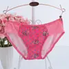 Calcinha Feminina de Renda Respirável Atraente Ultra-Fina para o Verão, Cintura Baixa Sexy com Recortes Estampada, Cintura Média-Baixa
