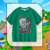Camiseta de Manga Corta para Niños Minecraft Skeleton Shooter Niños Niñas Verano Nuevo Algodón Puro Dibujos Animados Casual