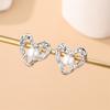 Brincos femininos de cobre e zircônia, brincos giratórios em formato de floco de neve, brincos elegantes e elegantes com círculo de amor e diamantes, acessórios