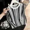 ¡Un disparo real! ¡Un disparo real! Camiseta básica de punto de manga larga a rayas blancas y negras para Otoño/Invierno 2026, suéter ajustado, top adelgazante