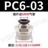 Conector Neumático Rosca Exterior Tubo PC Recto PC4/6/8/10/12-M5/1/2/3/4 Conexión Rápida Alta Presión