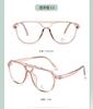 2024 nueva moda europea y americana gafas de montura de doble puente hombres y mujeres personalidad TR90 luz anti-azul espejo plano al por mayor